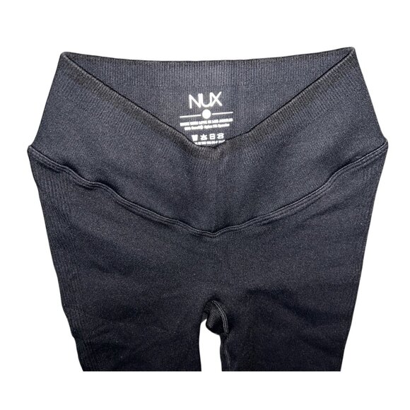 Nux Black Seamless Ribbed Low Rise Athletic Leggings Sz Small Black - Picture 3 of 10